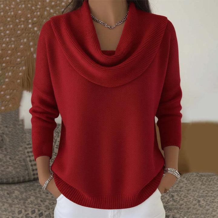 Mirelia - Drapierter Pullover mit Wasserfallkragen