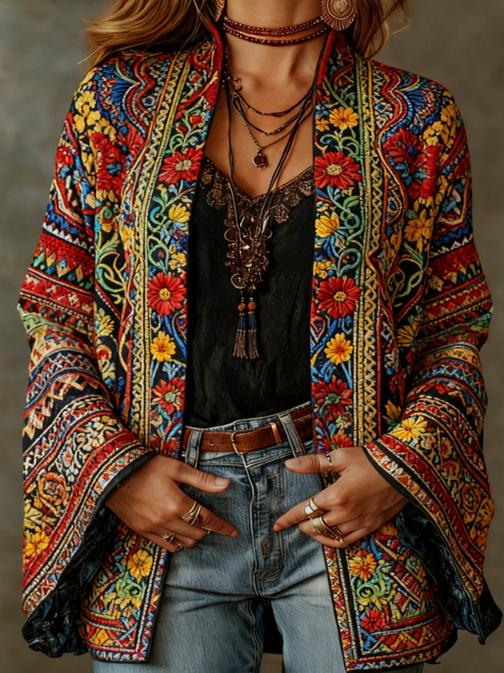 Eudocia - Bestickter Boho-Kimono-Cardigan