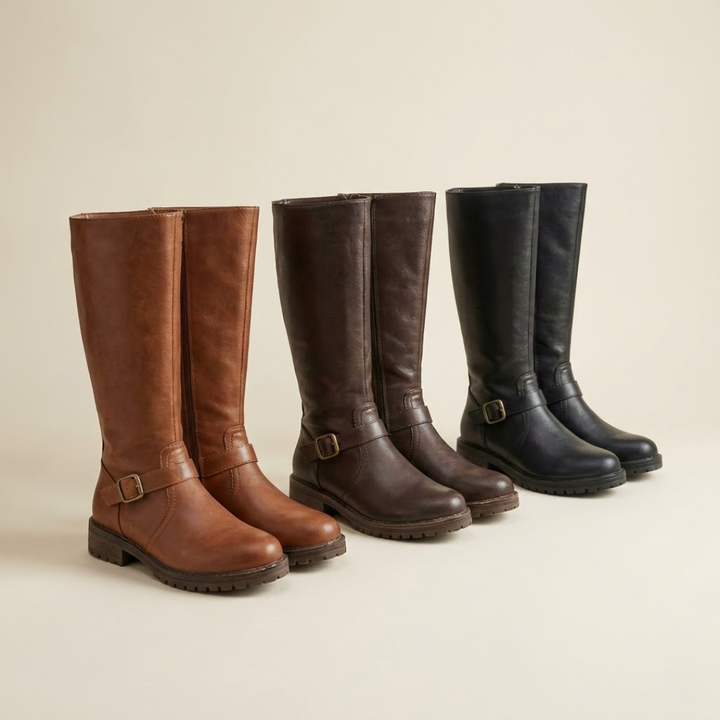 Estera - Elegante Stiefel mit doppeltem Reißverschluss und Blockabsatz