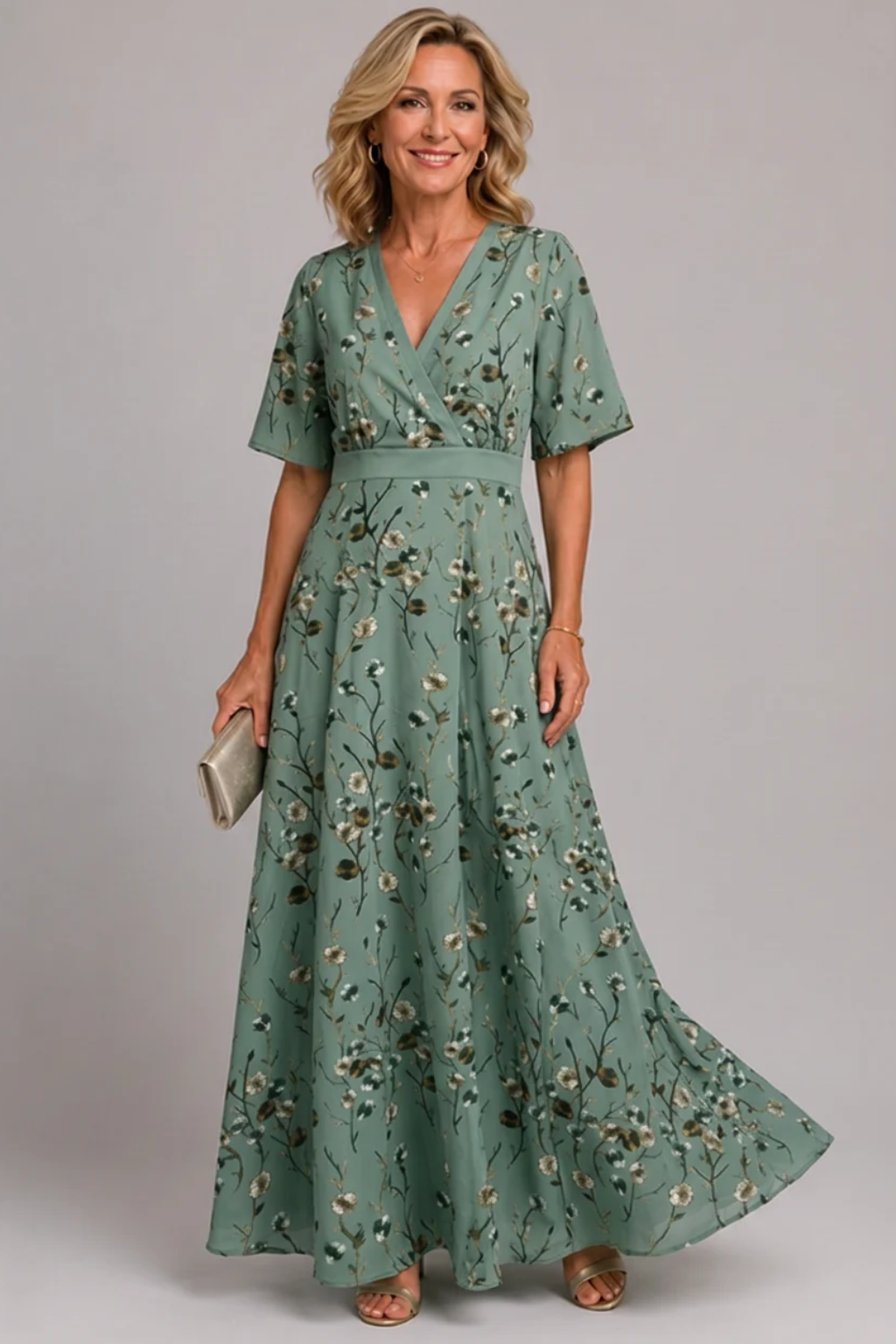 Adaline - Weiches florales Midikleid