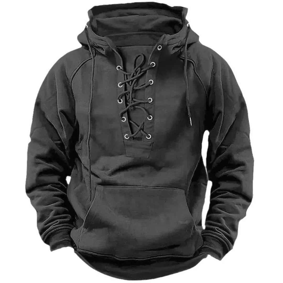 Bervin - Schwerer Hoodie mit Schnürung