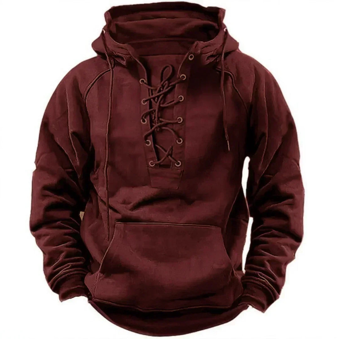 Bervin - Schwerer Hoodie mit Schnürung