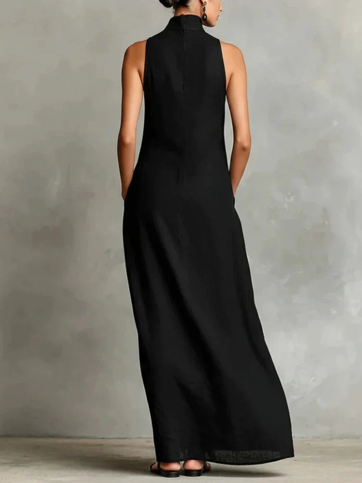 Orietta - Ärmelloses Maxikleid mit Stehkragen