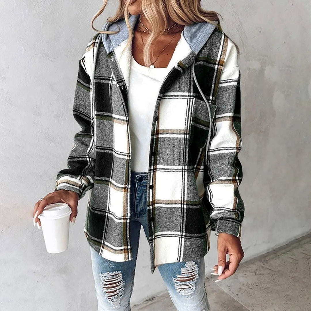 Marla - Karierte, zweilagige Hemdjacke mit Kapuze