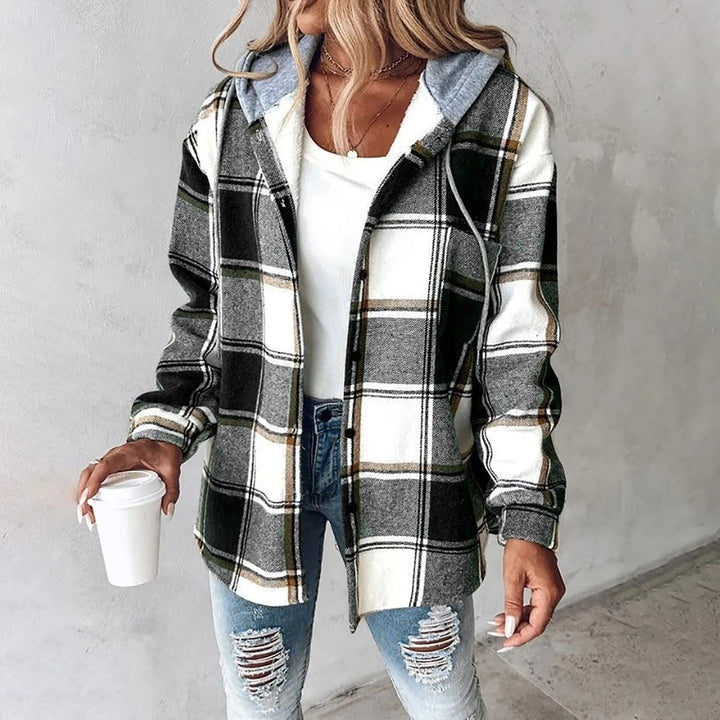 Marla - Karierte, zweilagige Hemdjacke mit Kapuze