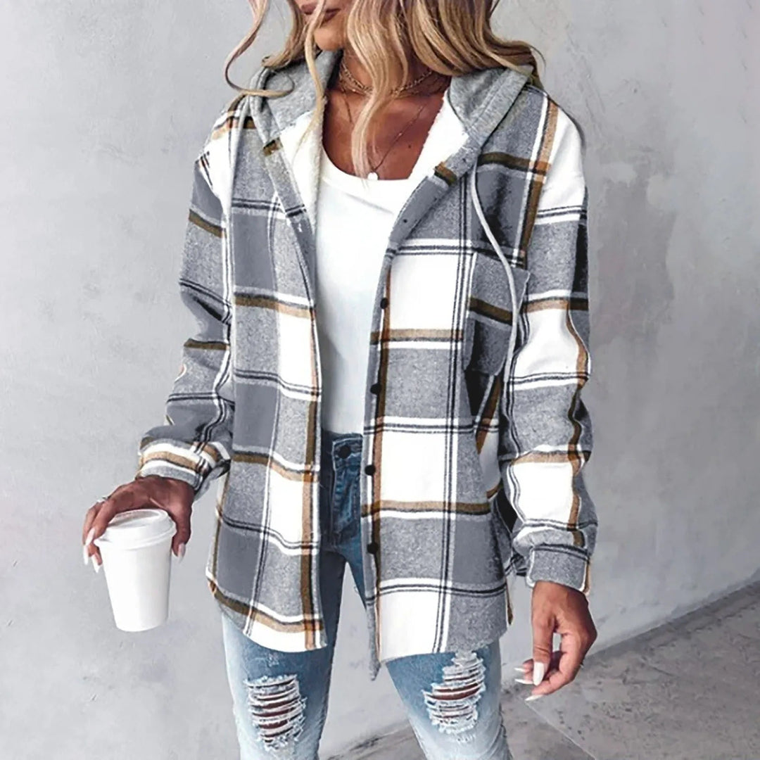 Marla - Karierte, zweilagige Hemdjacke mit Kapuze