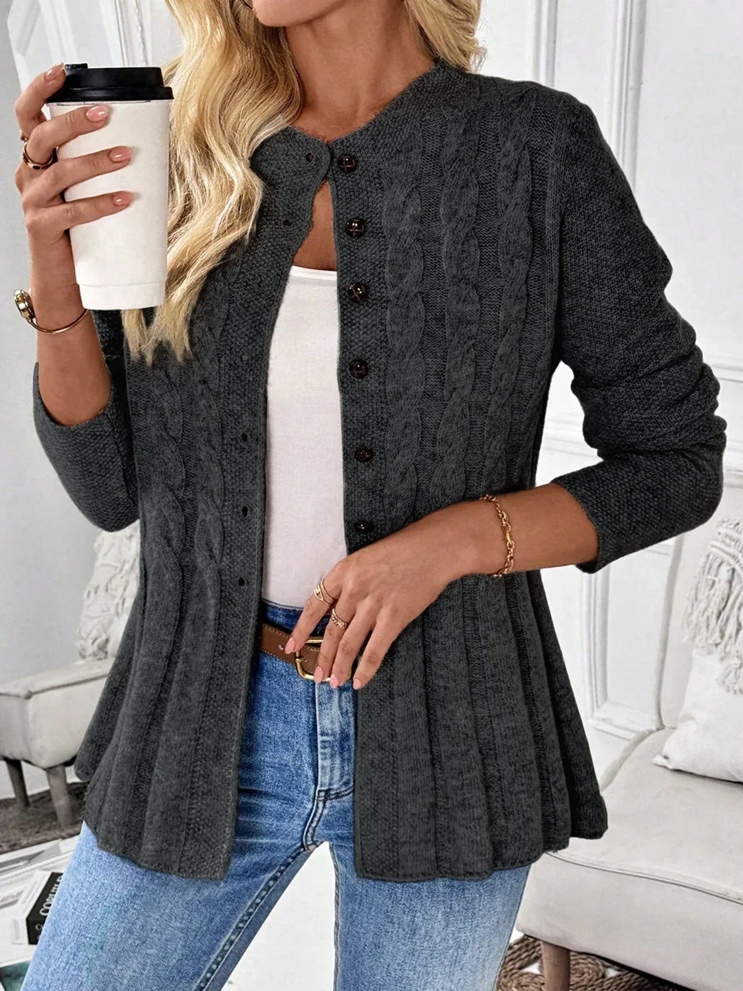 Zarela - Offener Premium-Strickcardigan