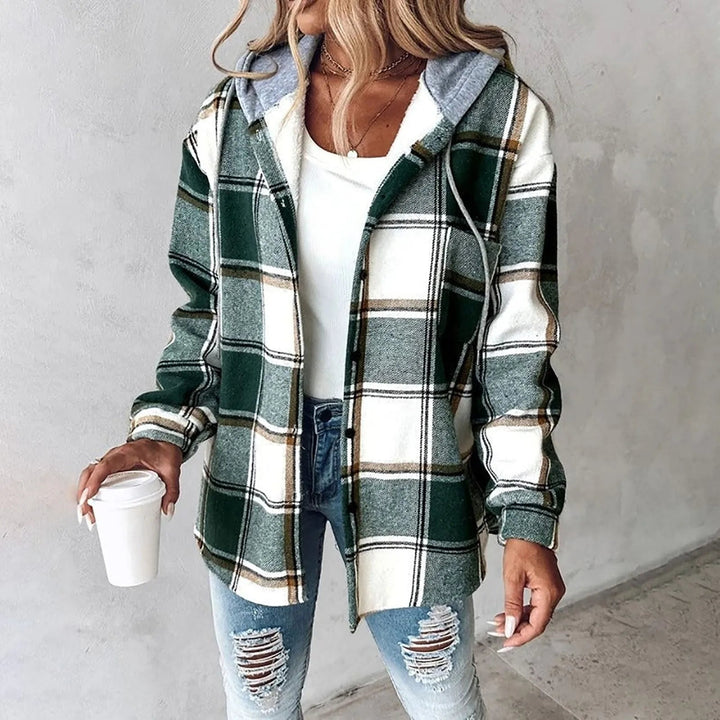 Marla - Karierte, zweilagige Hemdjacke mit Kapuze