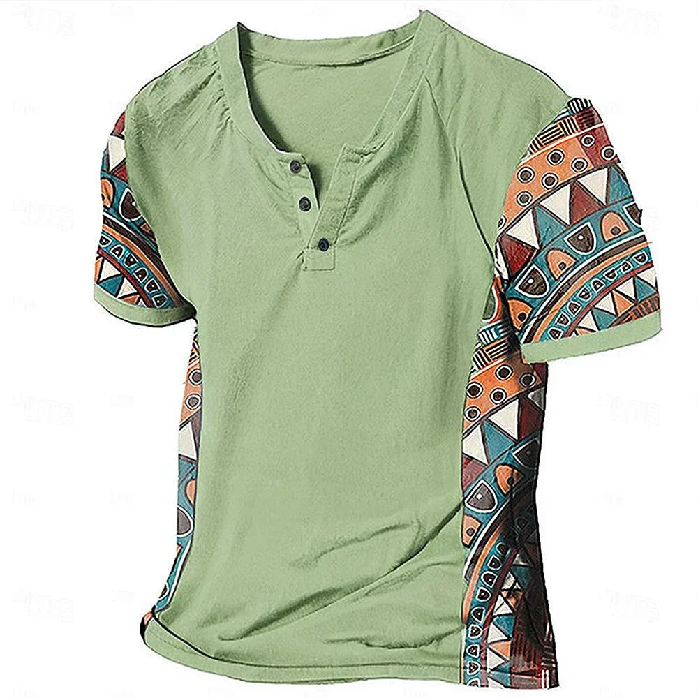 Zachary - Vintage-inspiriertes Henley-Shirt mit Tribal-Print