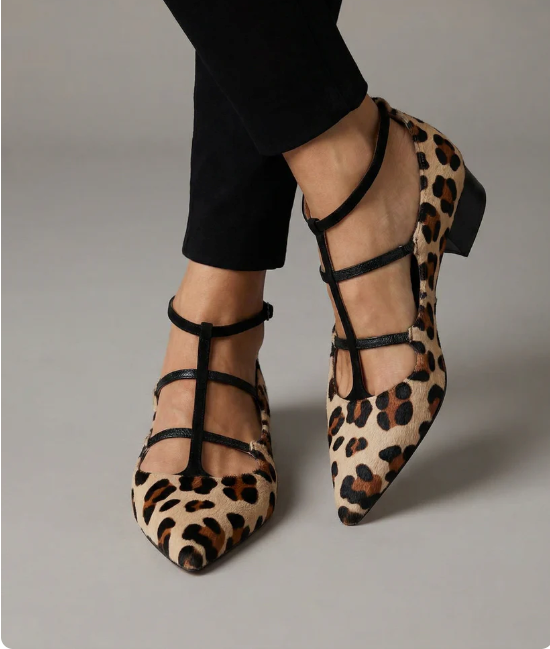 Georgina - Raffinierte Riemchen-High-Heels im Leoparden-Print