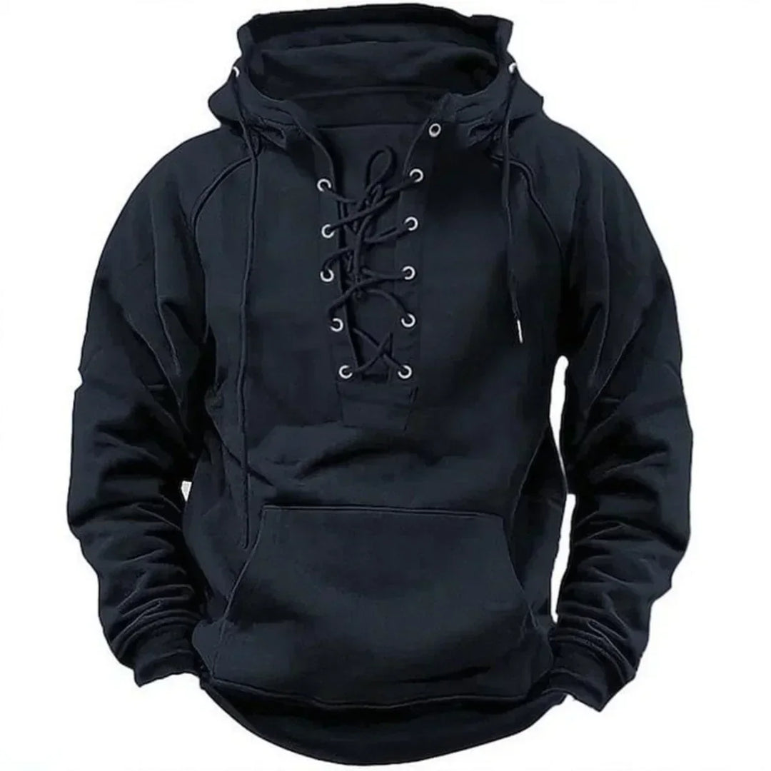 Bervin - Schwerer Hoodie mit Schnürung