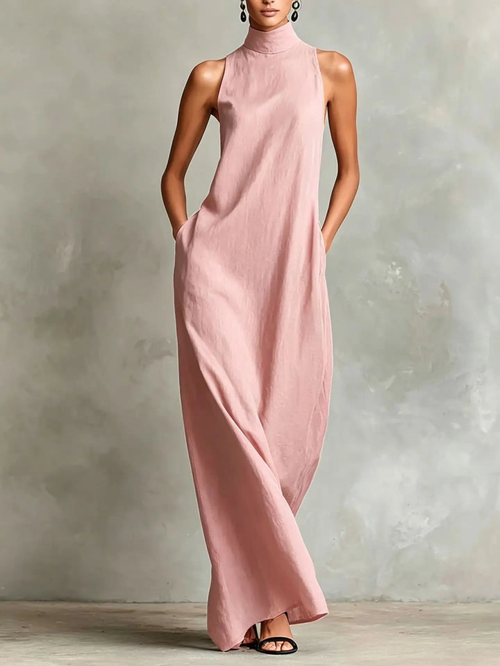 Orietta - Ärmelloses Maxikleid mit Stehkragen