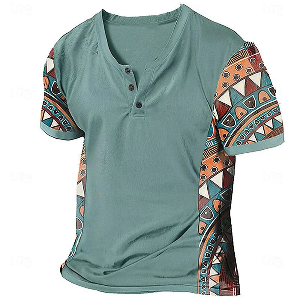 Zachary - Vintage-inspiriertes Henley-Shirt mit Tribal-Print