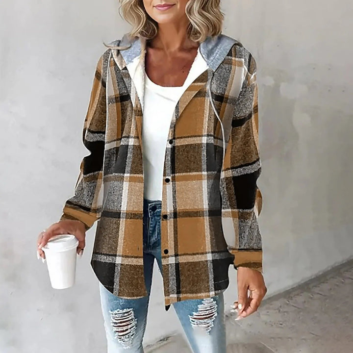Marla - Karierte, zweilagige Hemdjacke mit Kapuze