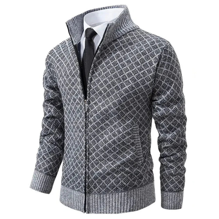 Aris - Gemusterte Strickjacke mit Reißverschluss