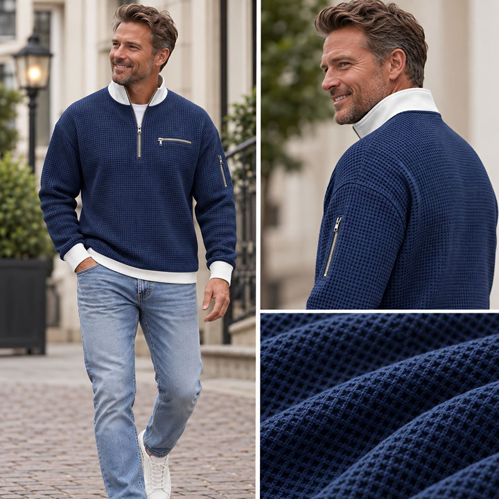 Peldon - Waffelstrick-1/4-Zip-Pullover