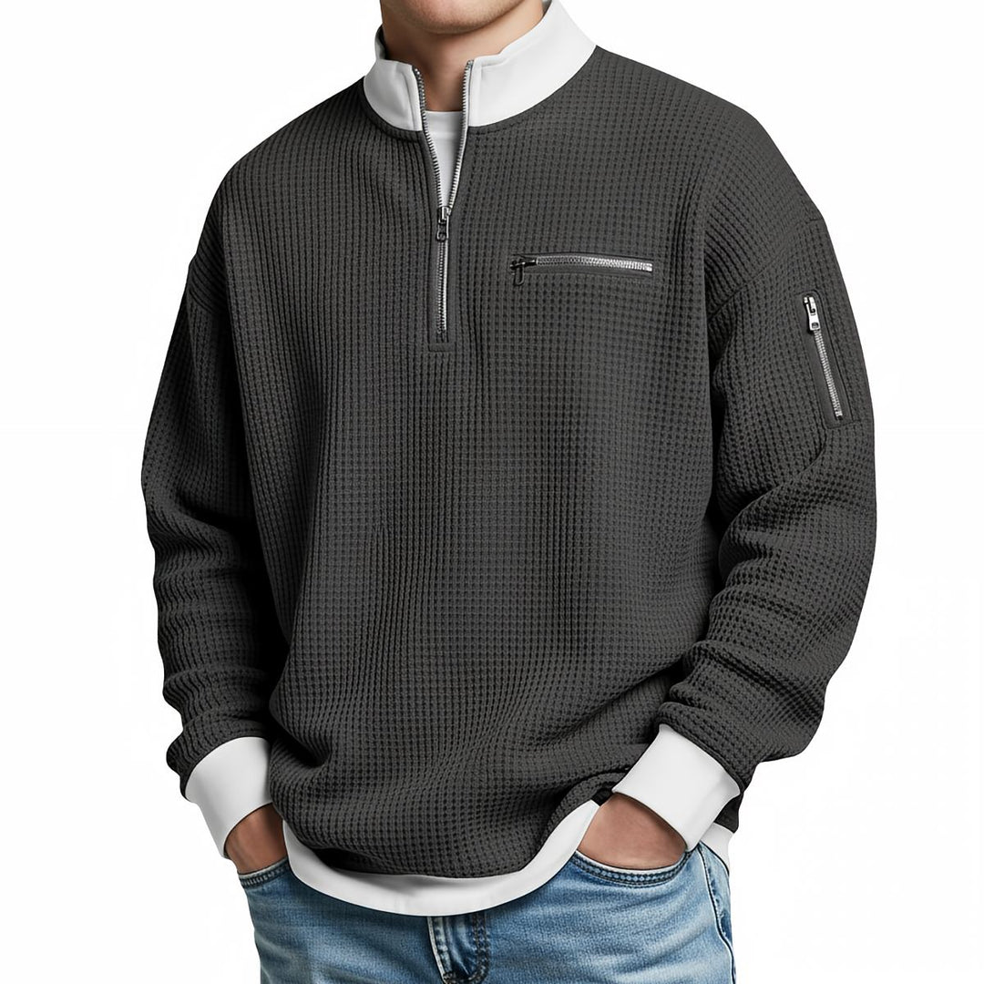 Peldon - Waffelstrick-1/4-Zip-Pullover