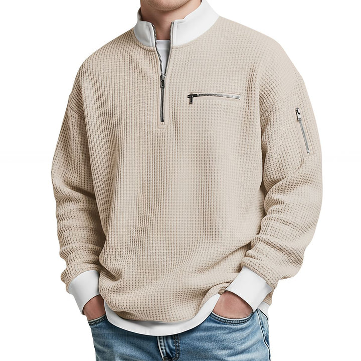 Peldon - Waffelstrick-1/4-Zip-Pullover