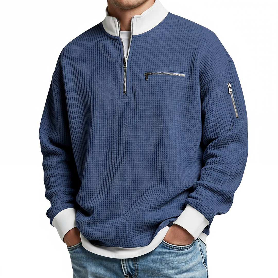 Peldon - Waffelstrick-1/4-Zip-Pullover