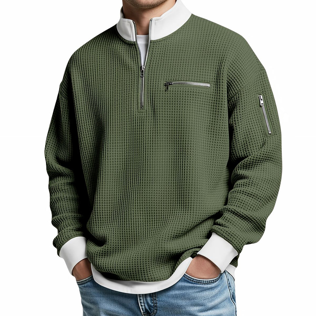 Peldon - Waffelstrick-1/4-Zip-Pullover