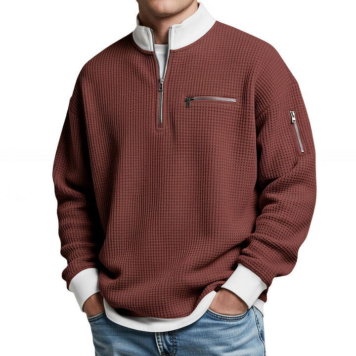 Peldon - Waffelstrick-1/4-Zip-Pullover