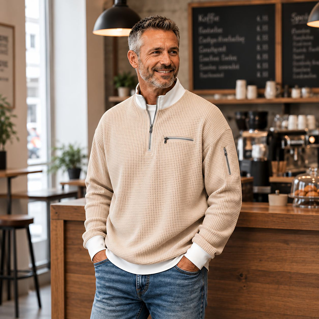 Peldon - Waffelstrick-1/4-Zip-Pullover