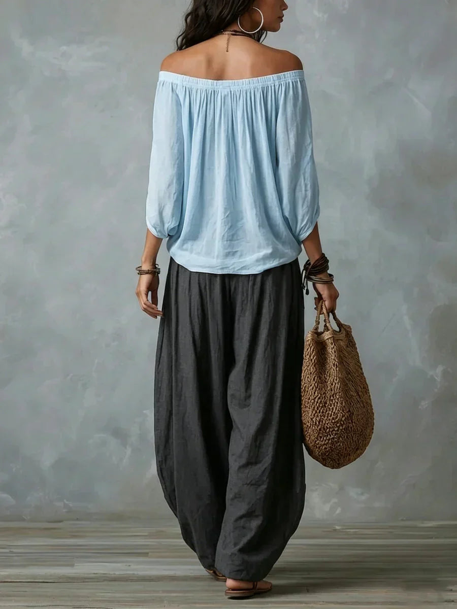 Ottavia - Zweiteiler aus Boho-Carmen-Top und Haremshose