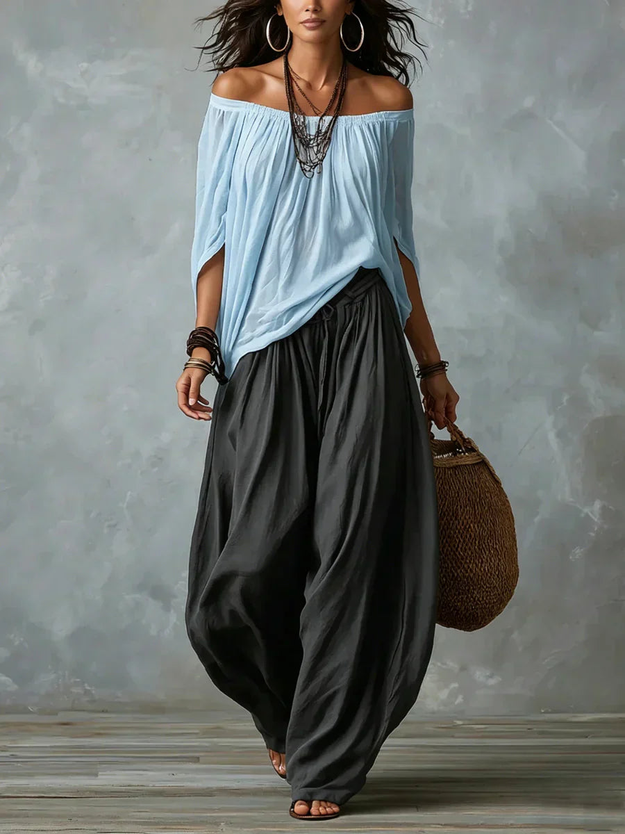 Ottavia - Zweiteiler aus Boho-Carmen-Top und Haremshose