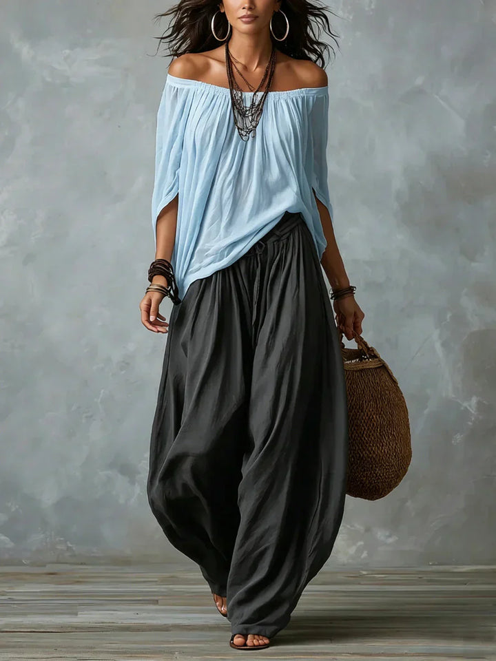 Ottavia - Zweiteiler aus Boho-Carmen-Top und Haremshose