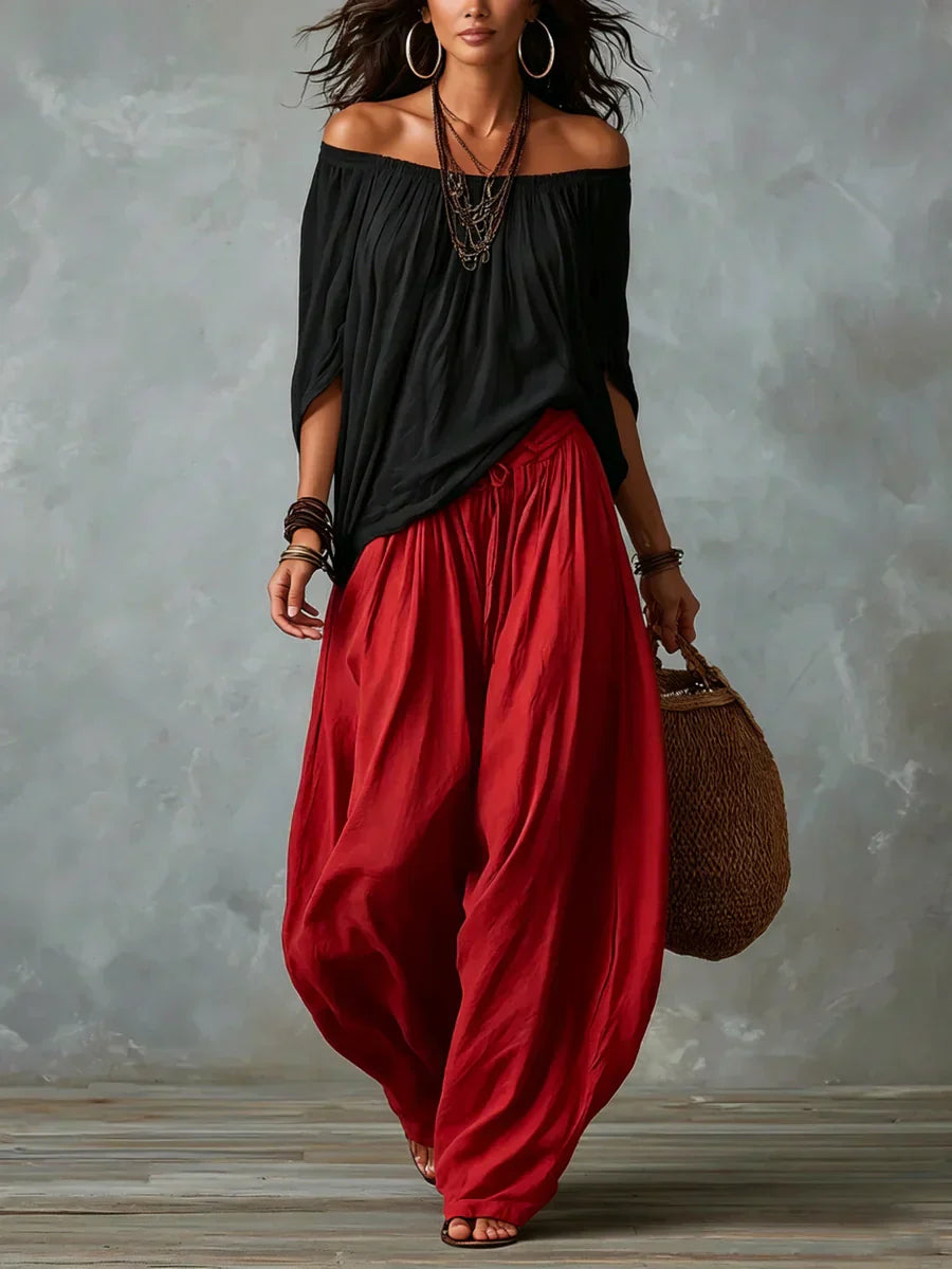 Ottavia - Zweiteiler aus Boho-Carmen-Top und Haremshose