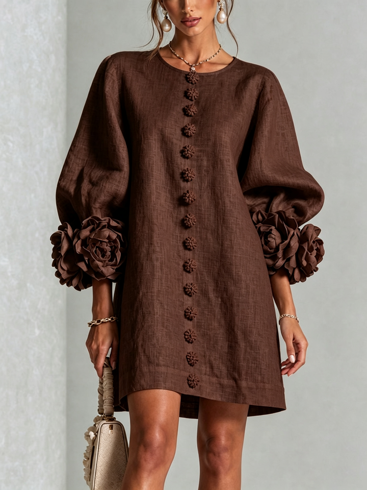 Elovienne - Strukturiertes Leinen-Minikleid