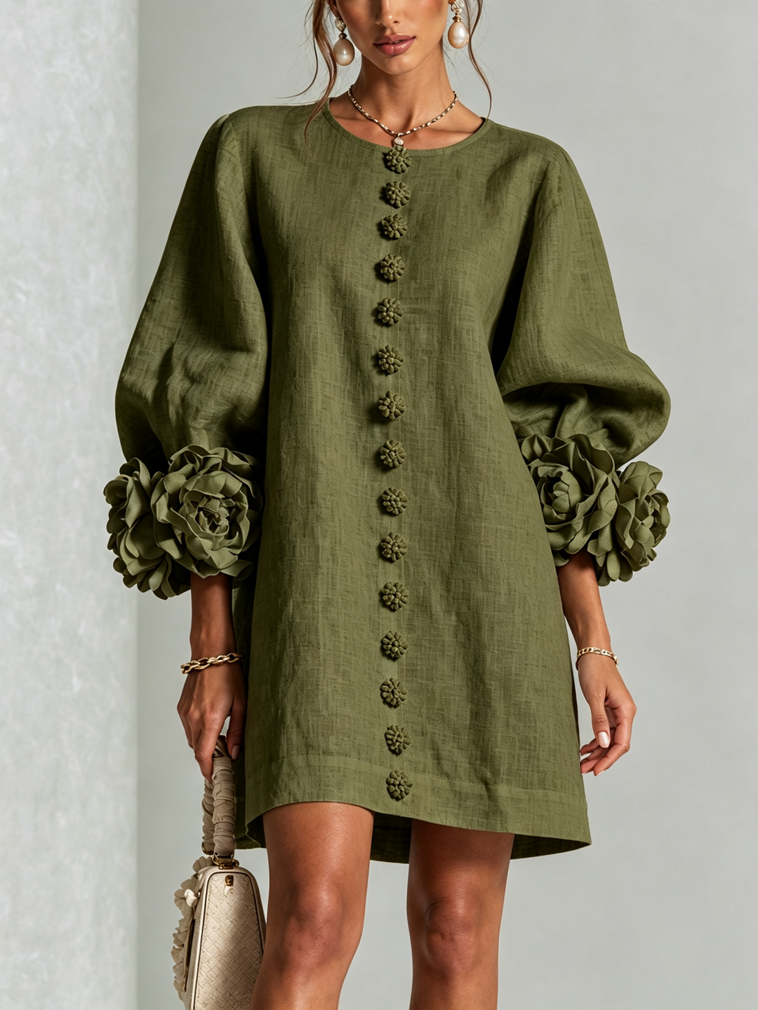 Elovienne - Strukturiertes Leinen-Minikleid