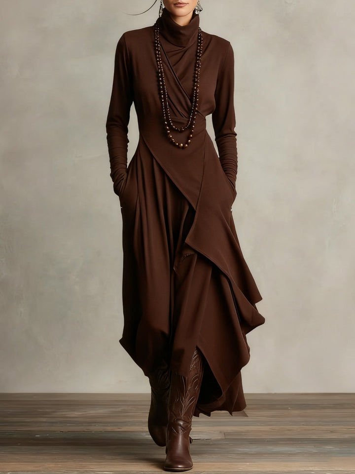 Celenora - Weiches Maxikleid mit hohem Kragen