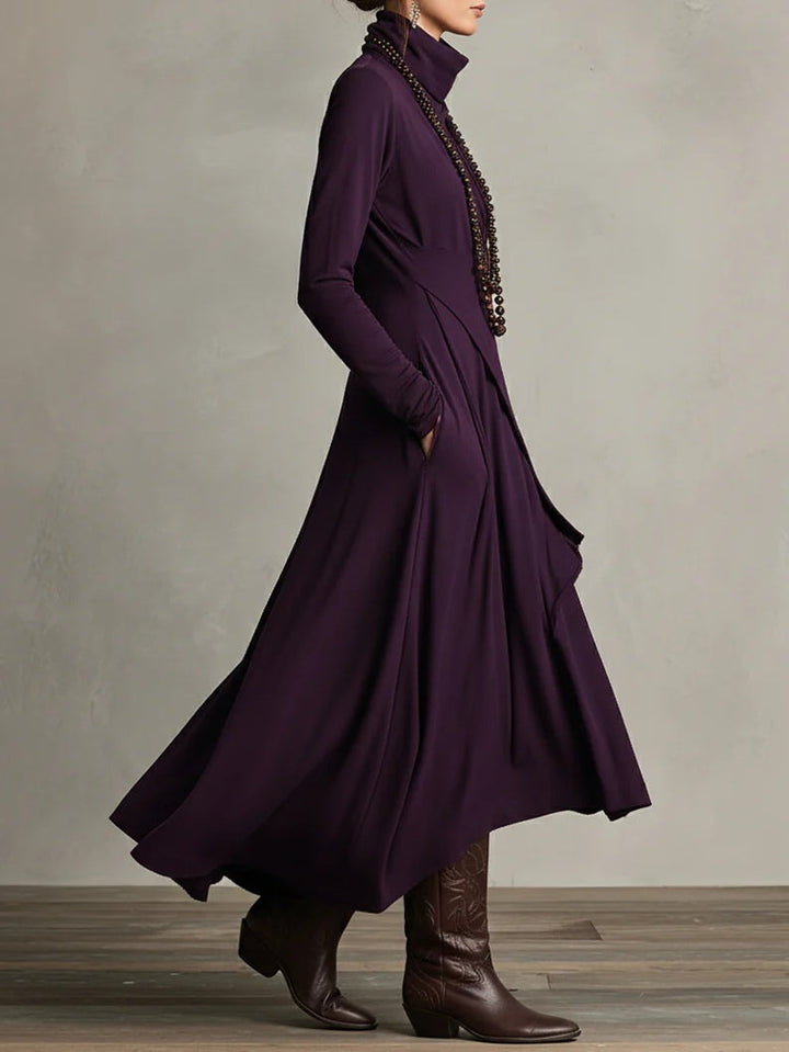 Celenora - Weiches Maxikleid mit hohem Kragen