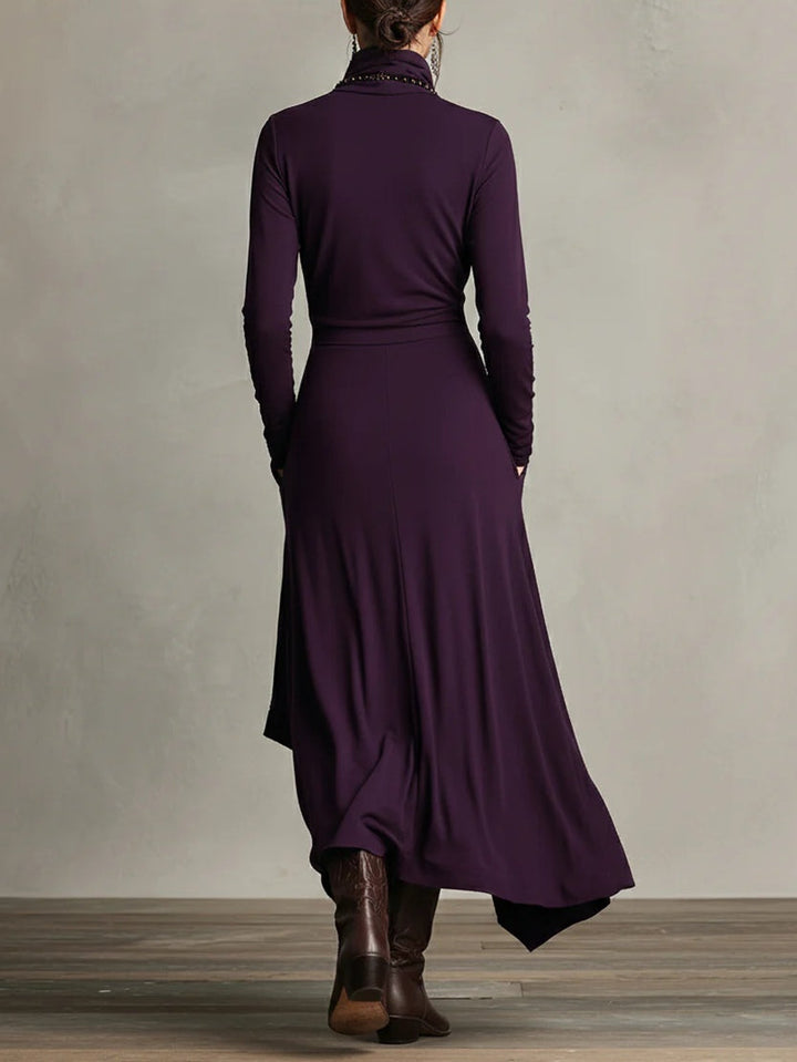Celenora - Weiches Maxikleid mit hohem Kragen