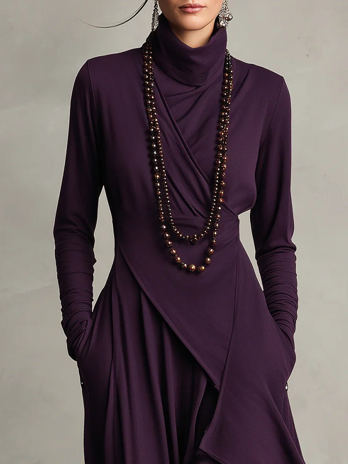 Celenora - Weiches Maxikleid mit hohem Kragen