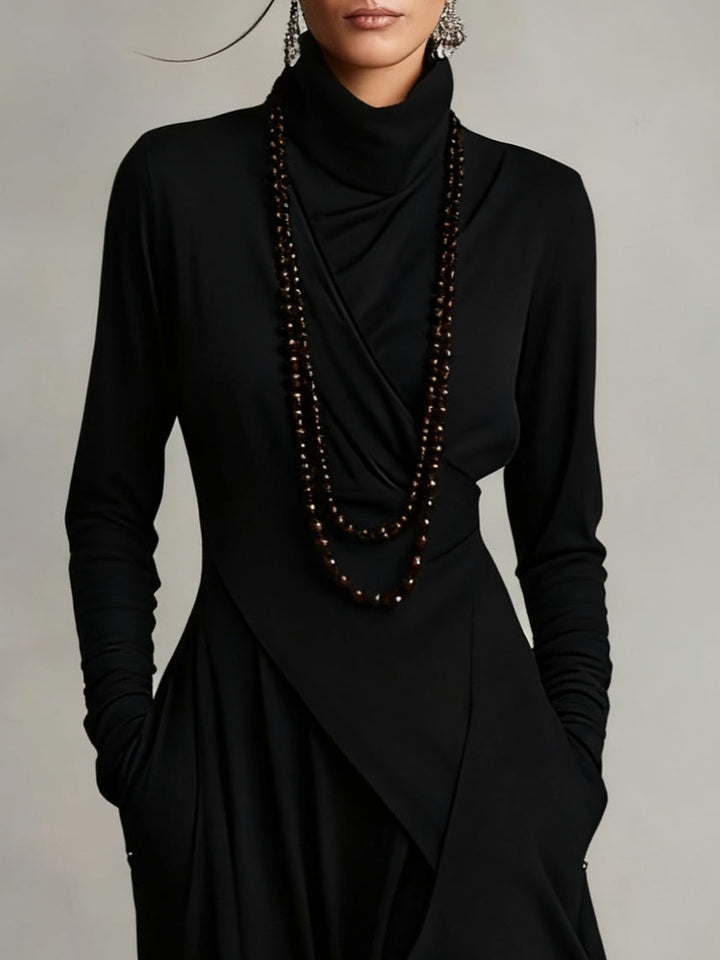 Celenora - Weiches Maxikleid mit hohem Kragen