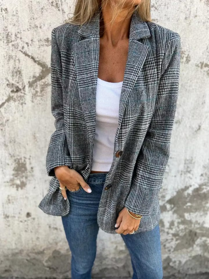 Eira - Taillierter Karo-Longblazer