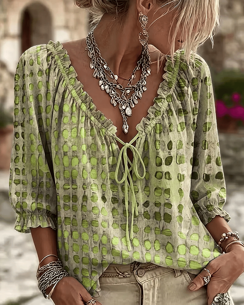 Araminta - Bluse mit V-Ausschnitt und weichem Griff