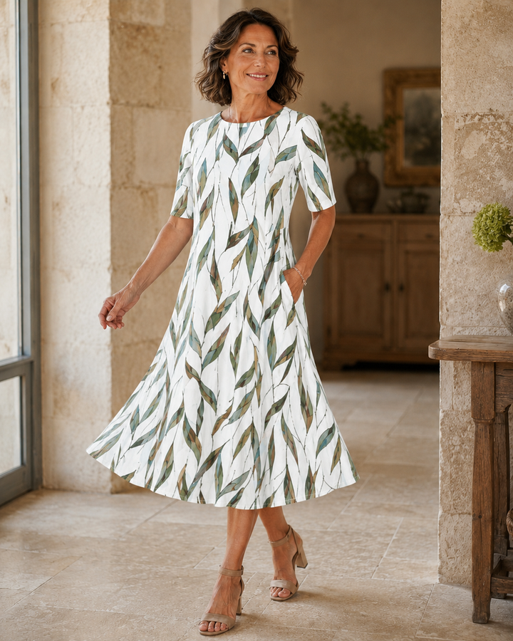 Hestia - florales Soft-Touch-Midikleid