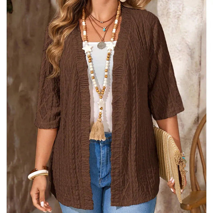 Delienne - Soft-Touch Ajour-Strickjacke