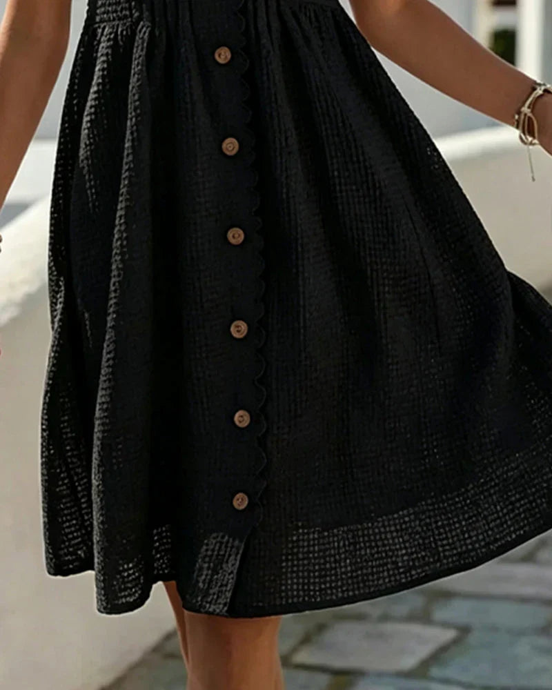 Emmara - Premium Patchwork-Kleid mit Puffärmeln