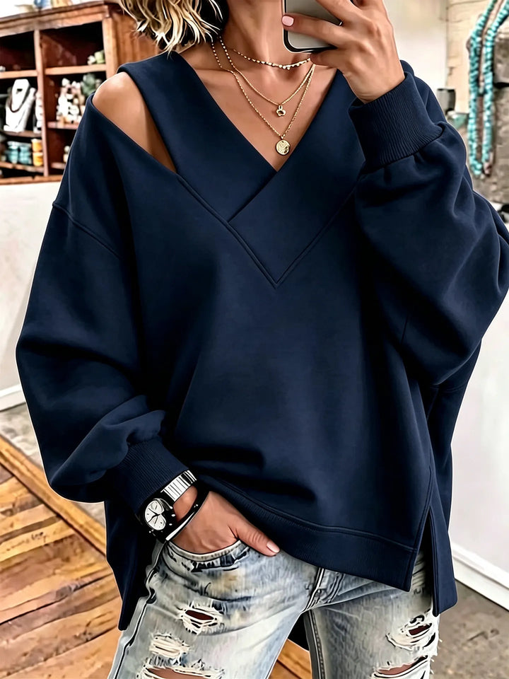 Aurelia - Soft-Touch-Sweatshirt mit V-Ausschnitt