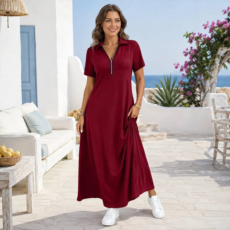 Primelle - Softtouch-Maxikleid mit Zip-Kragen