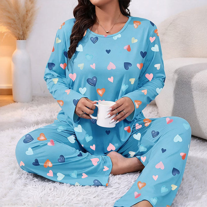 Bina - Softtouch-Langarm-Pyjama-Set mit Herz-Print