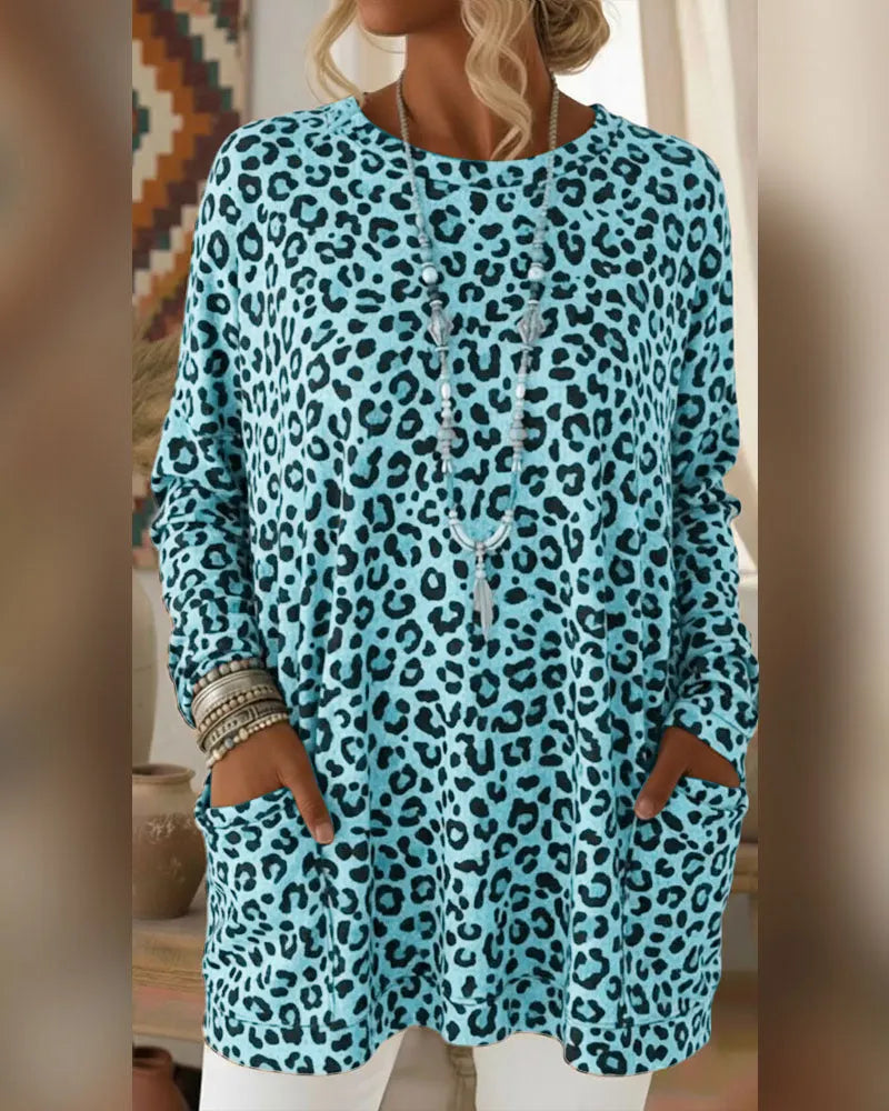 Calivelle - Soft-Touch Langarmshirt mit Leopard-Print