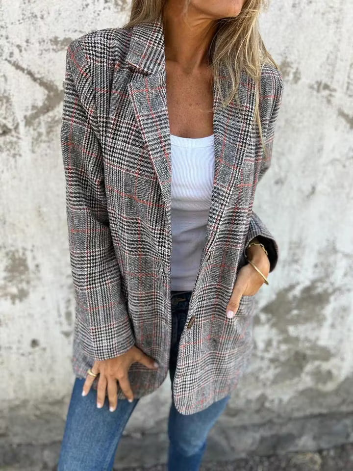 Eira - Taillierter Karo-Longblazer