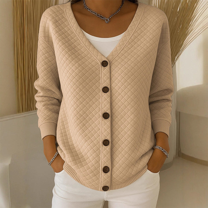 Delavie - Gesteppter Strick-Cardigan mit Knopfleiste