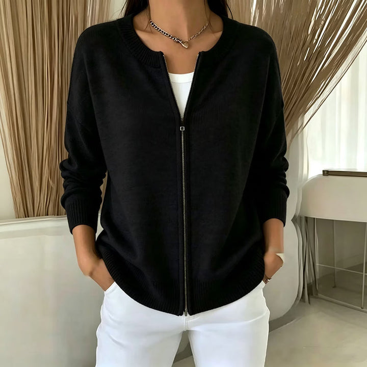 Xyla - Locker geschnittene Strickjacke mit Reißverschluss