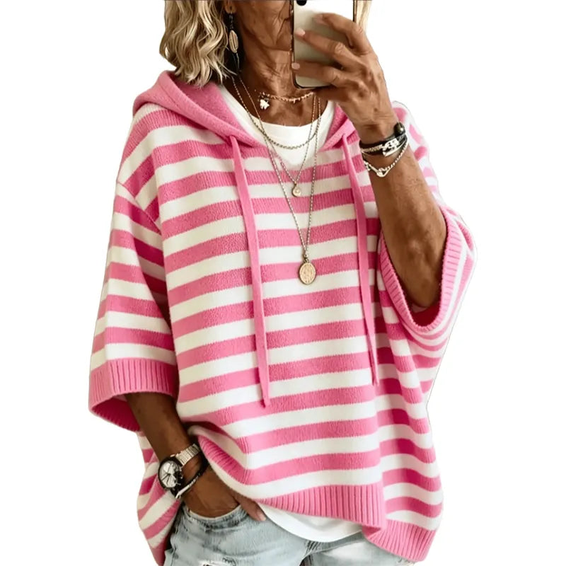 Leontine - Gestreifter Kapuzenpullover aus Strick